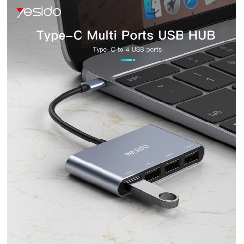 HB13 Hot Aluminum Alloy USB C Type-C Plug to 4 USB Ports For Laptop USB Hub