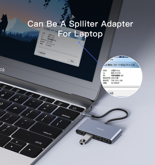 HB13 Hot Aluminum Alloy USB C Type-C Plug to 4 USB Ports For Laptop USB Hub