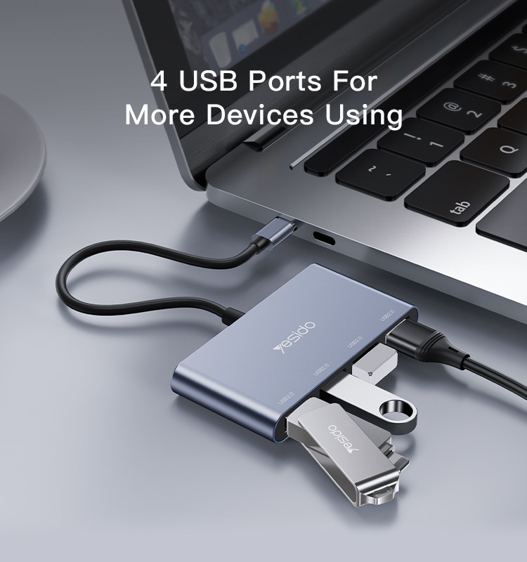 HB13 4 in 1 Type-C to 4 USB Hub Adapter Details