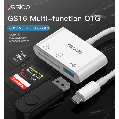 GS16 High Quality Type-C To USB 3.0 TF SD Card Slot & PD Quick Charge OTG Adapter
