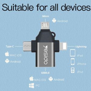 GS15 3 In 1 Usb To Type C Micro Lightning OTG Adapter Type C Micro To Usb 3.0 Adapter For Phone