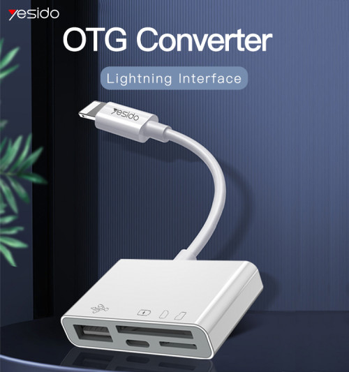 GS12 OTG Converter Lightning Interface 4 In 1 Support TF SD USB Fast Charging Devices Card Reader