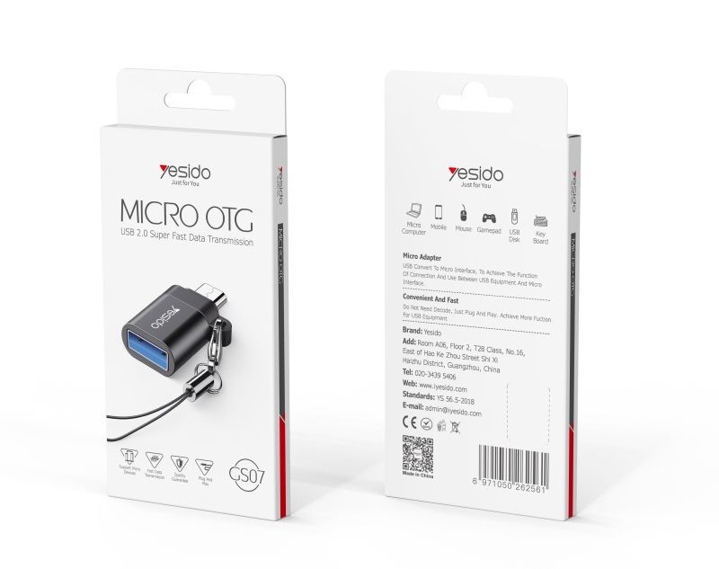 GS07 Micro to USB-A OTG Adapter Packaging