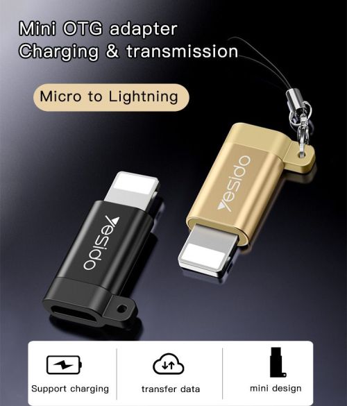 GS05 Lightning to Micro Aluminum Alloy TPE Anti-lost Lanyard Mini OTG Adapter Charging Transmission