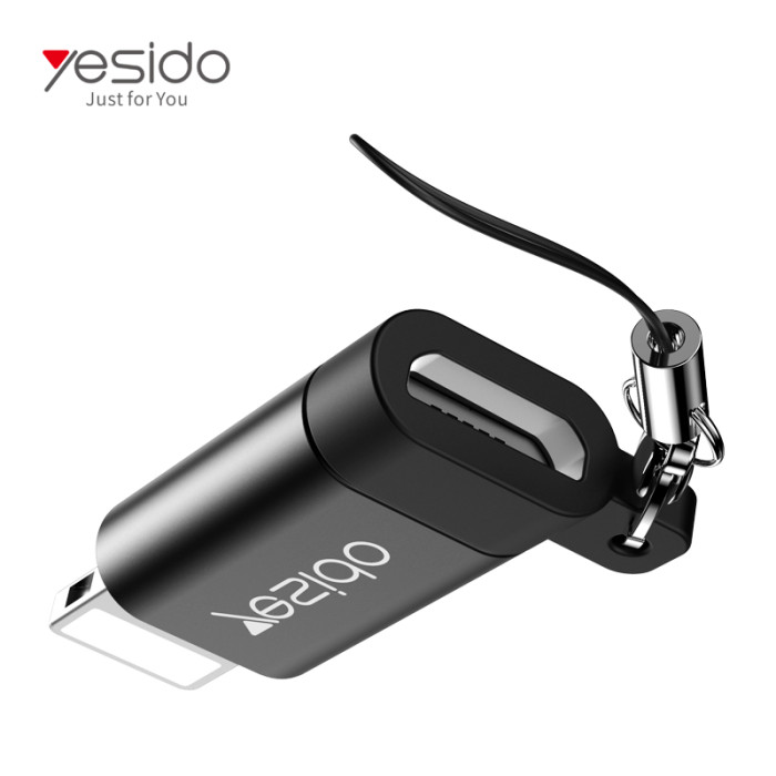 GS05 Lightning to Micro Aluminum Alloy TPE Anti-lost Lanyard Mini OTG Adapter Charging Transmission