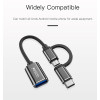 GS02 Cotton Braided Cable 2 in 1 Widely Compatible Anti-stretch 10CM OTG Adapter Type-C/Micro TO USB