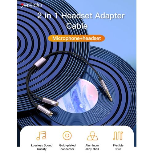 YAU28 15cm 3.5mm Male Jack To Female Earphone And Microphone Port AUX Audio Cable