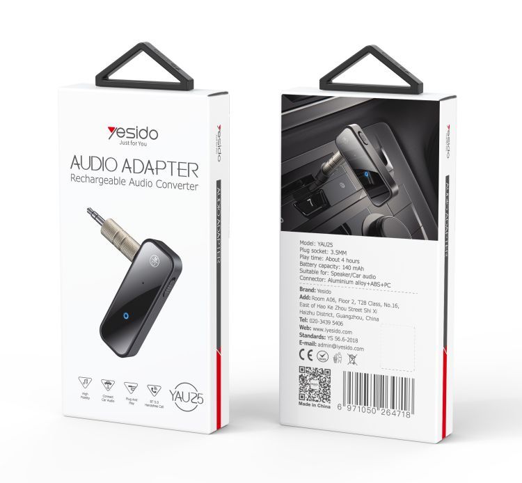 YAU25 Wireless Receiver To 3.5mm Bluetooth Transmitter Packaging