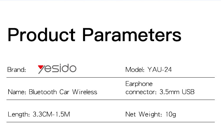 YAU24 Wireless Receiver To 3.5mm Bluetooth Transmitter Parameter