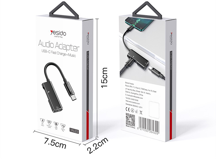 YAU23 Type-C To 3.5mm Audio Adapter Packaging