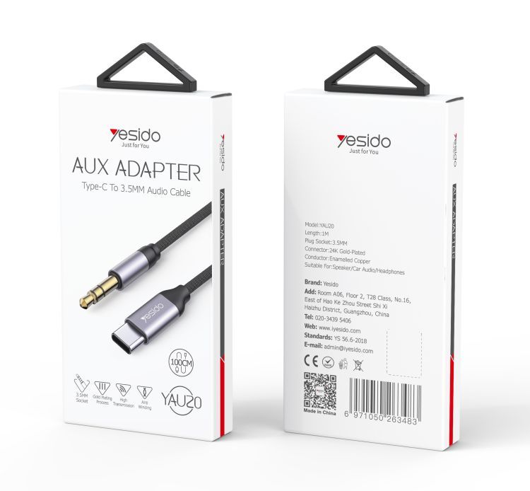 YAU20 Type-C to 3.5mm Plug Audio Adapter Packaging