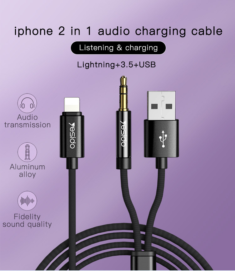 YAU18 Lightning To 3.5mm/USB Audio Adapter