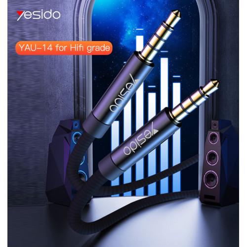 YAU14 1m Nylon Braided 3.5Mm To 3.5Mm Jack plug Speakers Music Connection Aux Auxiliar Audio Cable