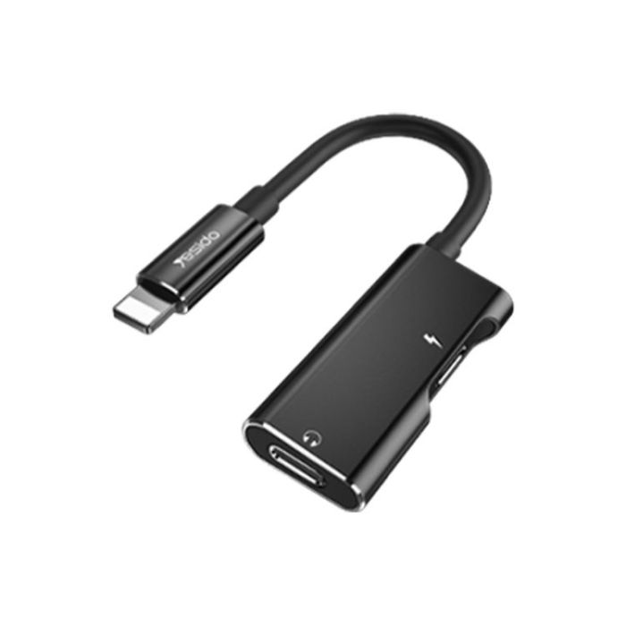 YAU12 2 in 1 Audio Adapter Convert For Lightning To Lightning Music And Charging Splitter Adapter