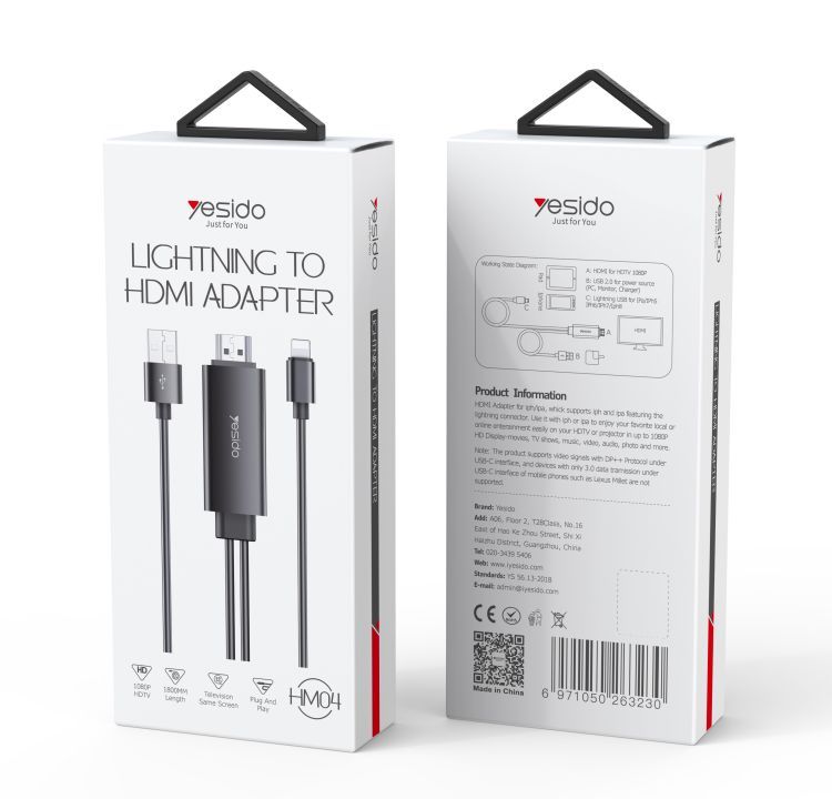 HM04 Lightning To HDMI Video Cable Packaging