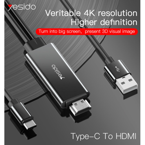 HM03 USB Charging 1080P 4K 30HZ Type-C To HDMI Cable Adapter