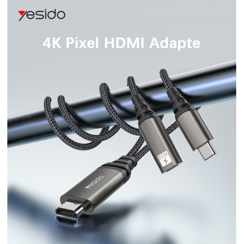 HM07 2 Meters 4K 60HZ Type-C To HDMI Video Cable &  PD Fast Charging Audio Cable
