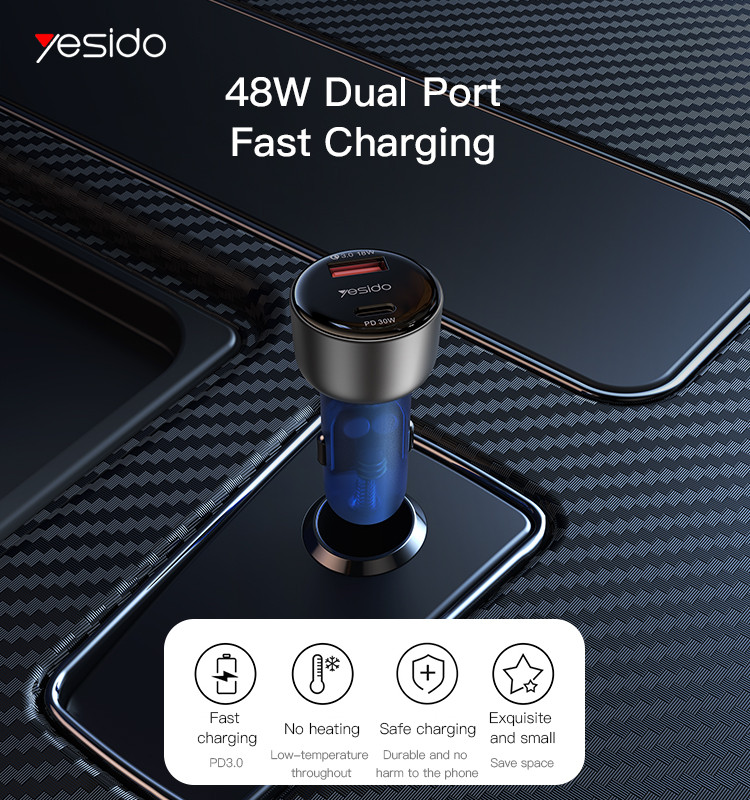 Y52 48W 2Ports Fast Charging Car Charger