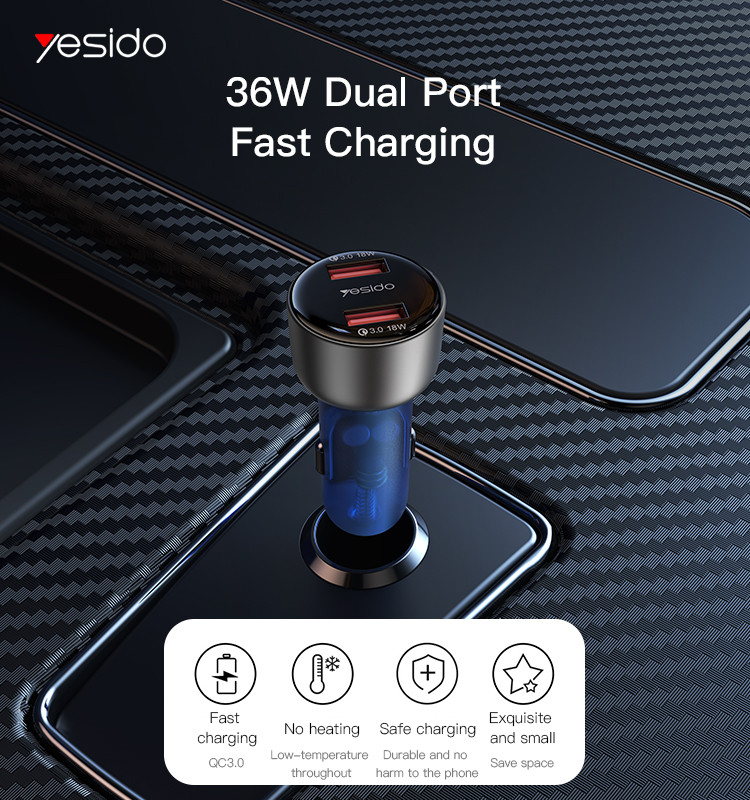 Y51 36W 2 Ports Fast Charging Car Charger
