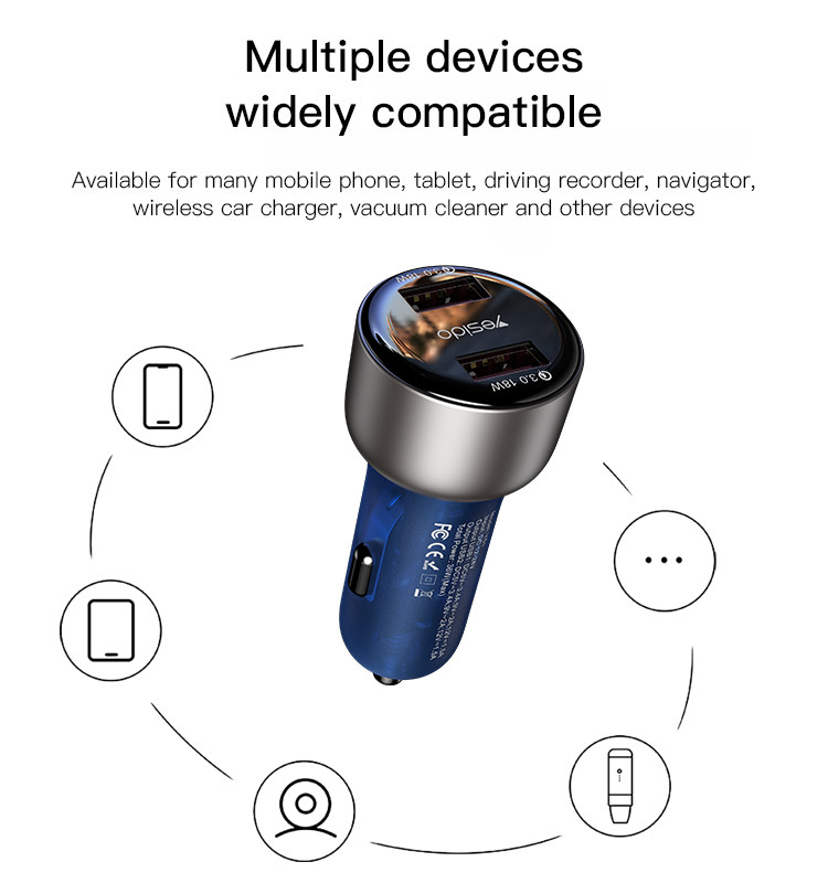 Y51 36W 2 Ports Fast Charging Car Charger Details