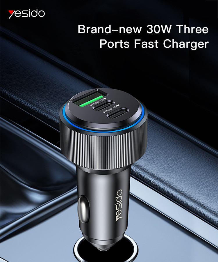 Y50 60W 3 Ports Fast Charging Car Charger