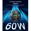Y50 Car Charger | Type-C*2 + USB*1 3Ports Fast Charging Car Charger