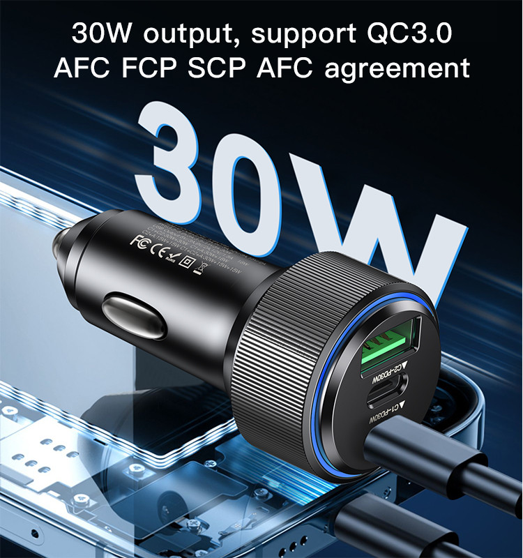 Y50 60W 3 Ports Fast Charging Car Charger Details