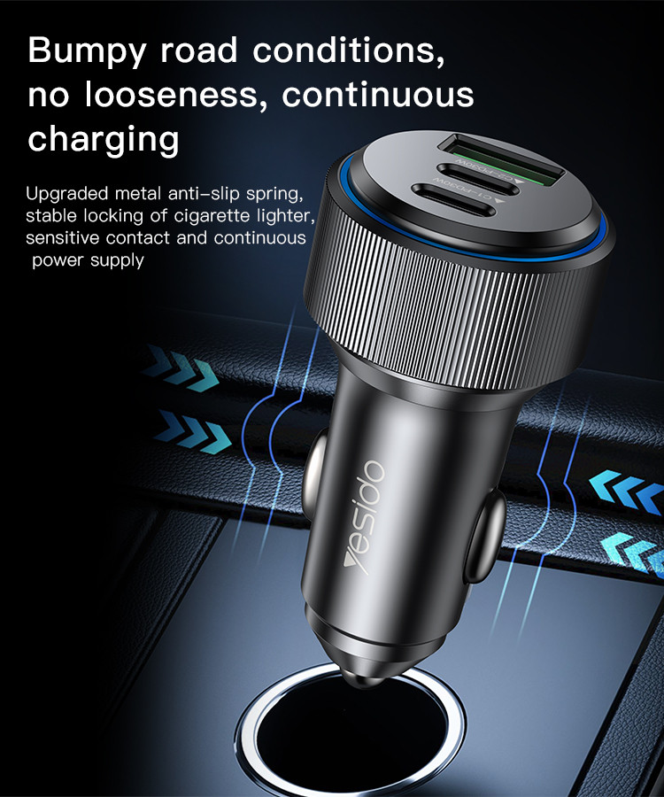 Y50 60W 3 Ports Fast Charging Car Charger Details