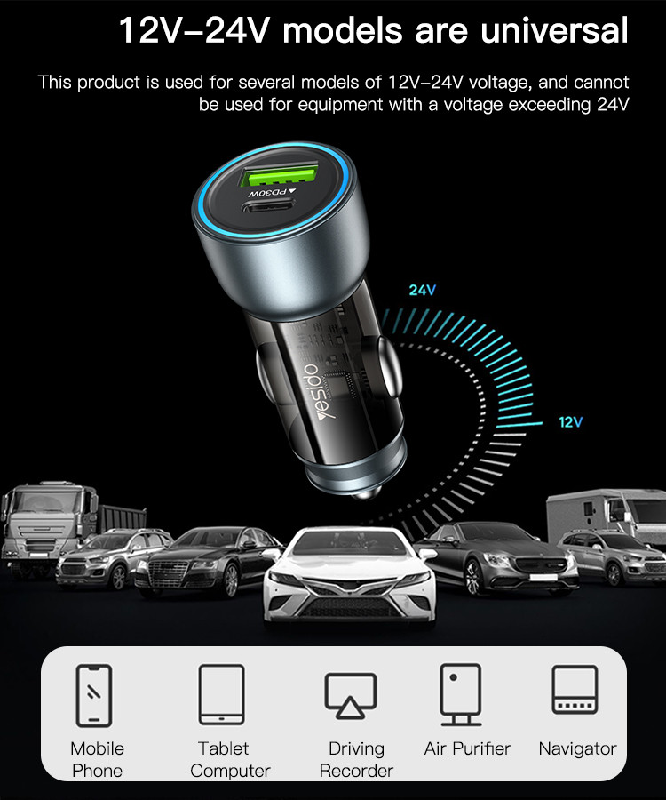 Y49 2 Ports Transparent Shell Car Charger Details