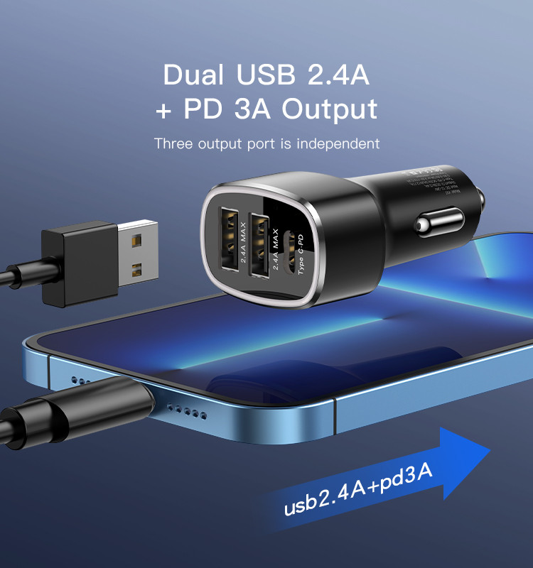 Y47 3 Ports Fast Charging Car Charger Details