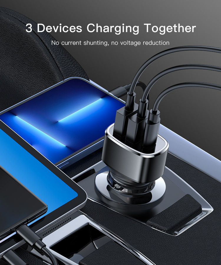 Y47 3 Ports Fast Charging Car Charger Details