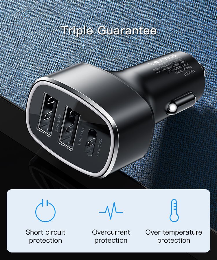 Y47 3 Ports Fast Charging Car Charger Details