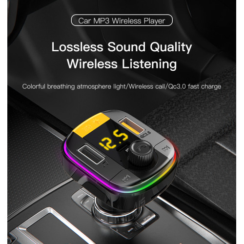 Y45 Fast charging Smart Dual USB Ports Vehicle Charger FM Transmitter Mp3 Multi Function Car Charger