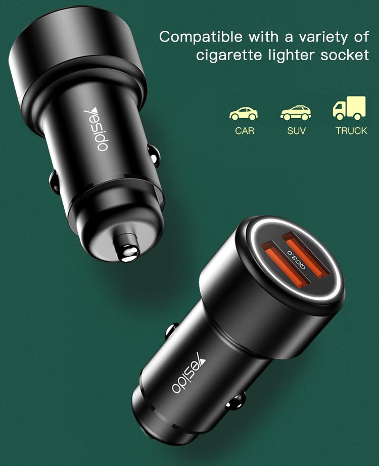 Y43 Dual Ports QC3.0 Fast Charging Car Charger Details