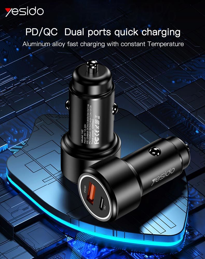 Y42 QC 3.0+PD 42W Fast Charging Car Charger