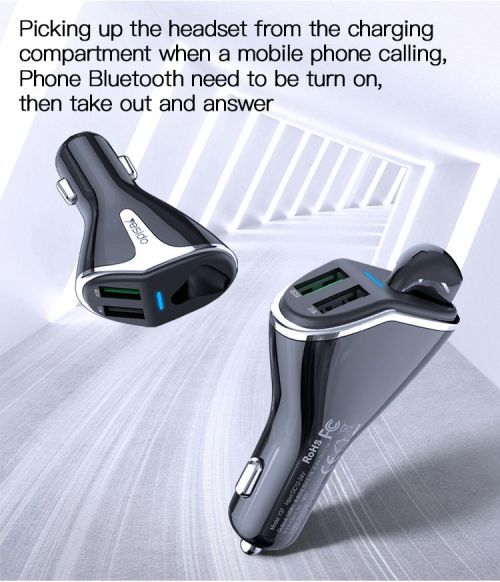 Y37 High Quality QC 3.0 Fast Charging Car Charger With A Bluetooth Earphone
