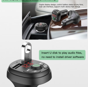 Y36 MP3 Music Audio Player Handsfree 12V 24V FM Transmitter USB Disk Car Charger