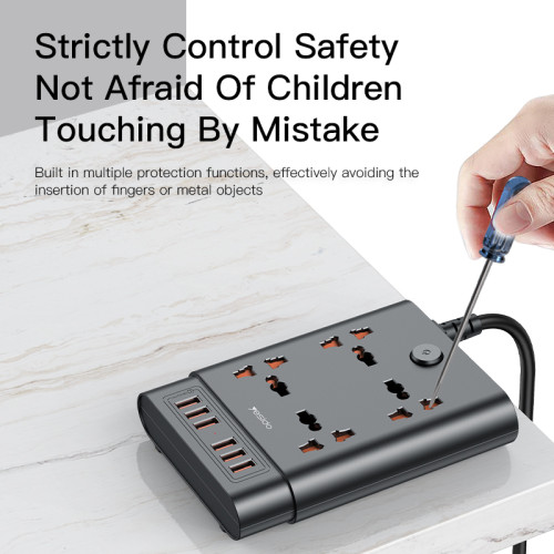 MC08 2 Meter 4 AC Ports And 6 USB Ports Power Strip Extension Power Socket