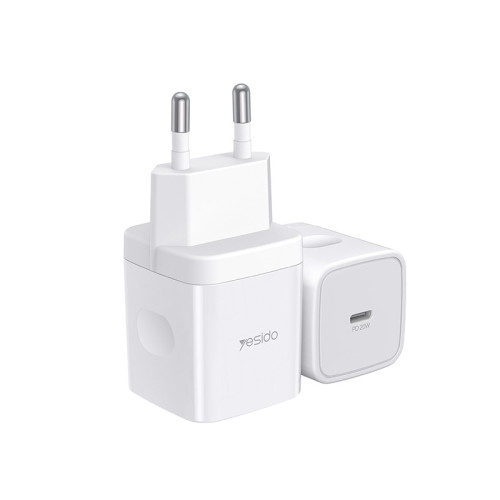 YC30 White EU/UK Plug PD 20W Type-C Fast Charging Adapter Charger For Mobile Phone