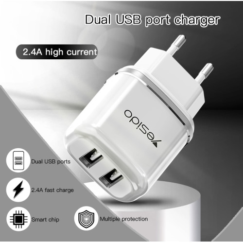 YC26 Portable Fast Charging Travel Wall Charger | EU Plug 18W USB Charger For Mobile Phone