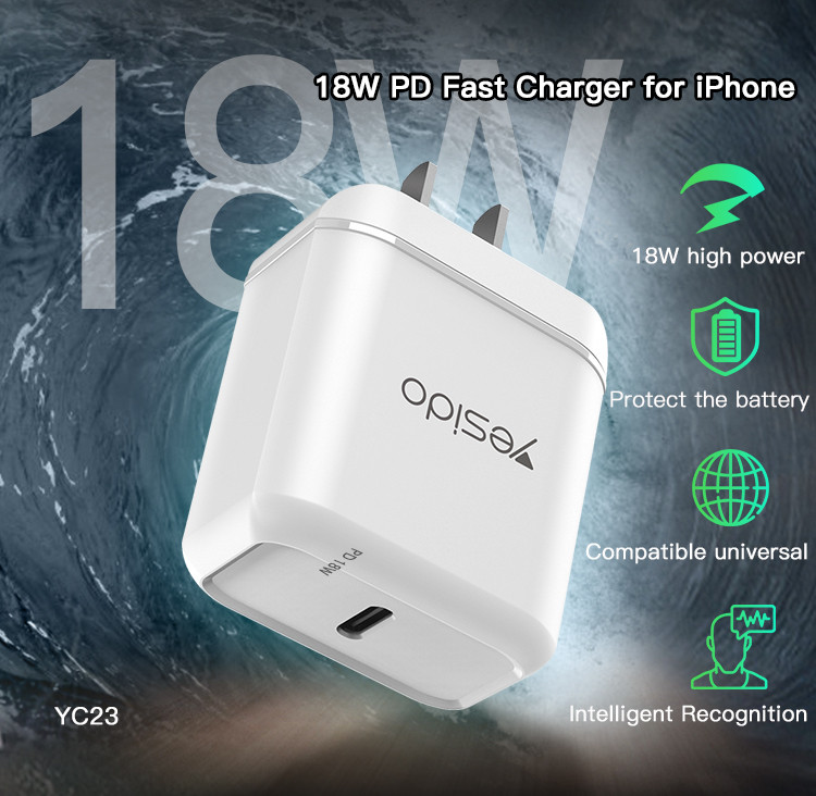 YC23 18W Type-C Port Fast Charging Charger