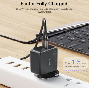 YC37 GaN 65W Support QC & PD Fast Charging Travel Charger Adapter