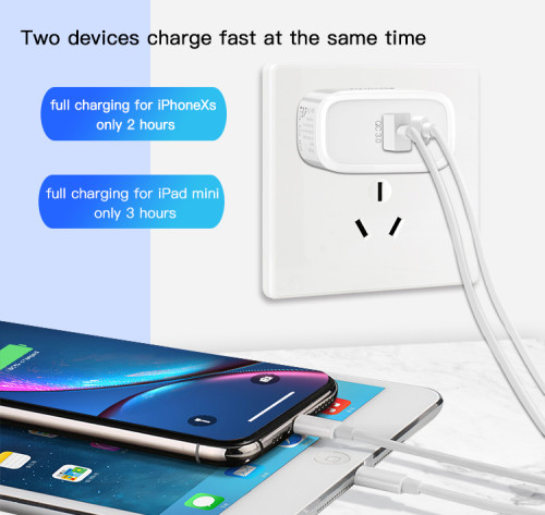 YC24 Dual Ports 18W Charging Wall Travel Charger Portable Fast Charging PD Phone Charger For Iphone