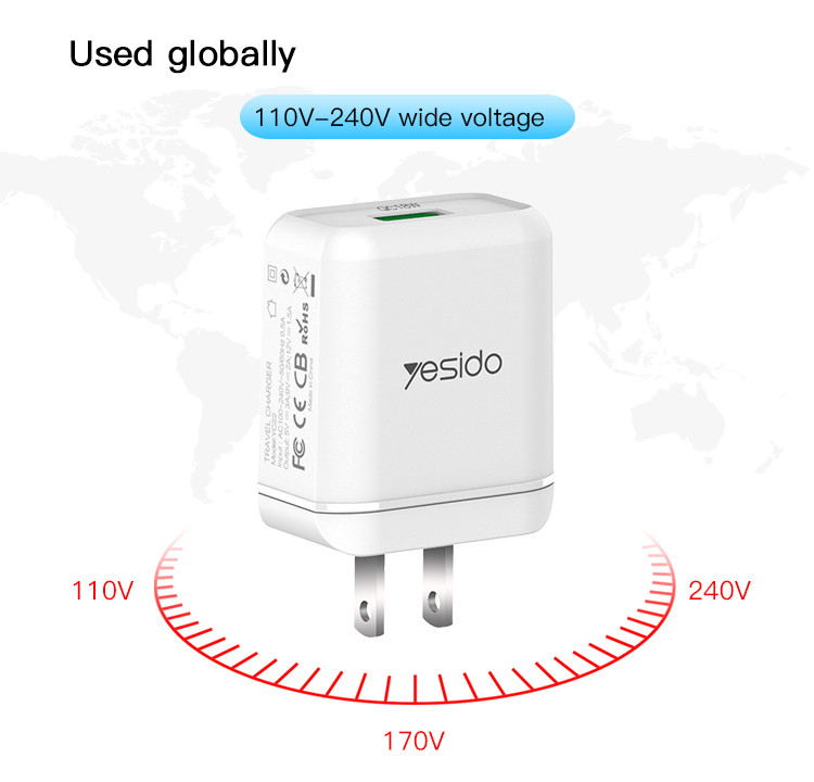 YC22 USB Port Fast Charging Wall Charger Details
