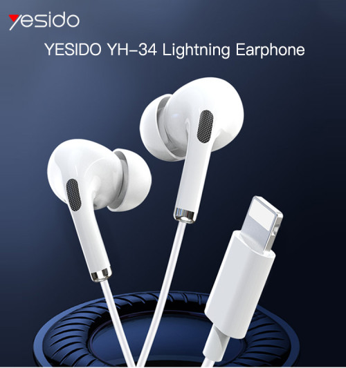 YH34 China Manufacture Headset Mini With Lighting Port Connectors Handsfree In Ear Stereo Earphone