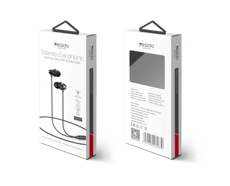 YH31 3.5mm in-ear Stereo Wired Earphone Packaging