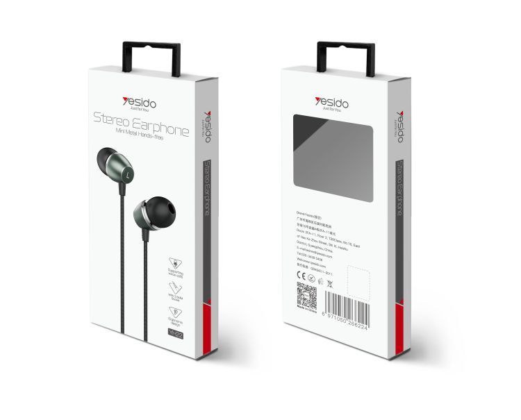 YH22 3.5mm in-ear Stereo Wired Earphone Packaging
