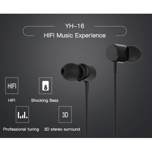 YH16 Hot Selling 3.5MM Handsfree Headphone Noise Cancelling Stereo In-Ear Hifi Earphone With Mic