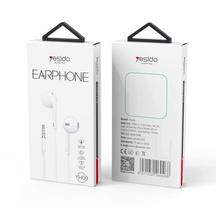 YH09 3.5mm in-ear Hifi Wired Earphone Packaging