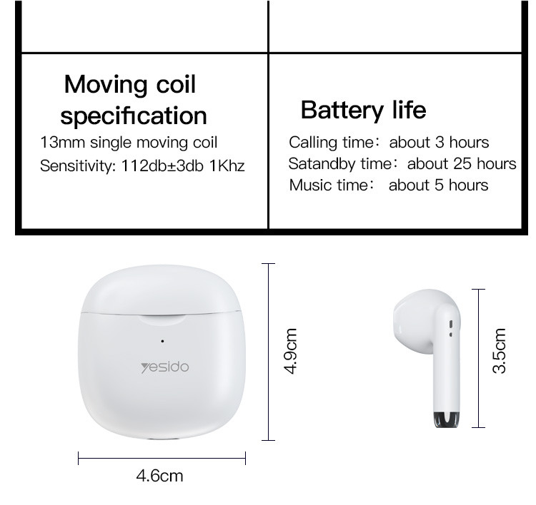 TWS09 In-ear True Wireless Earphone Parameter